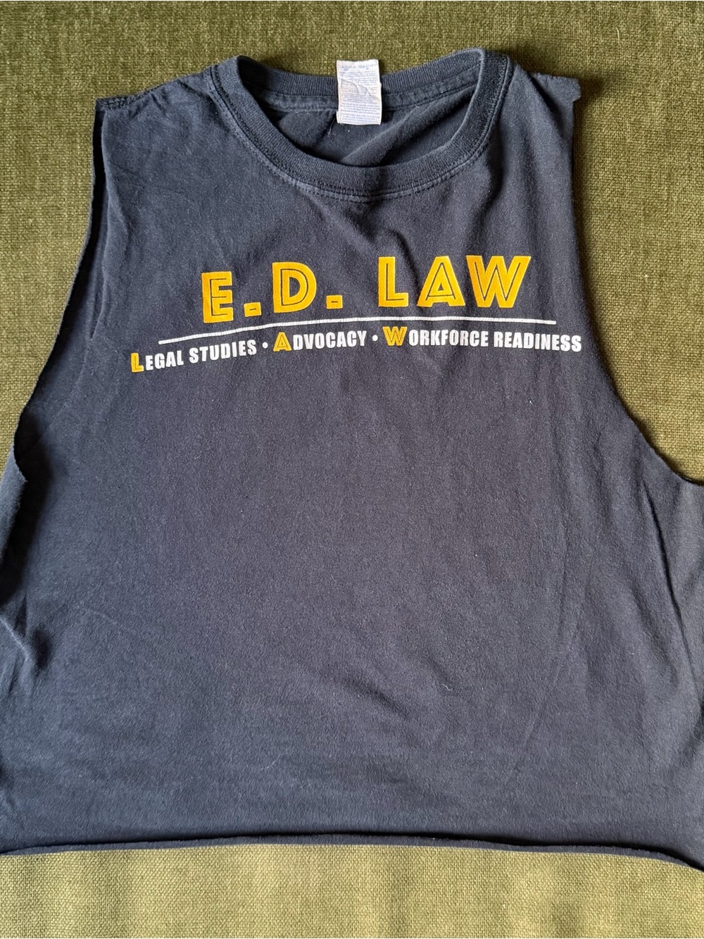 Black Sleeveless Logo Crop Tee with Yellow Print - Gymbro Workout T